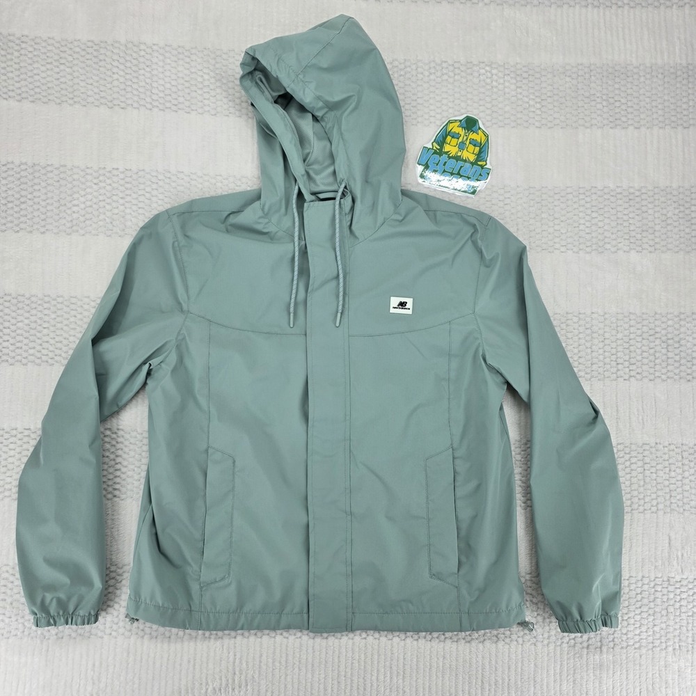 New Balance Womens Hooded Full Zip Jacket Mint Green Large RN130893